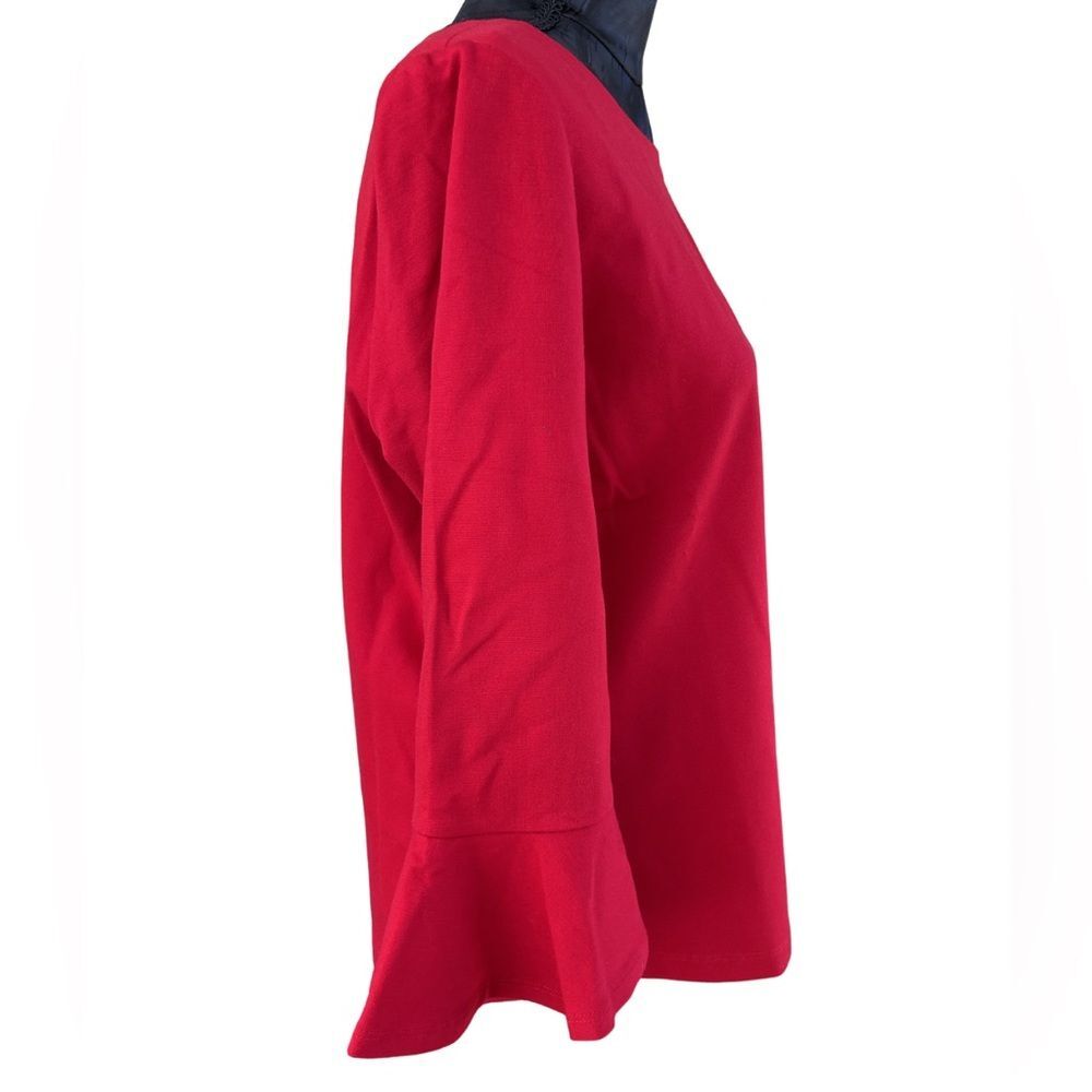 Lands’ End Bright Red Boat‑Neck Top – Bell Sleeves, Curved Hem – Medium Petite - Picture 4 of 9